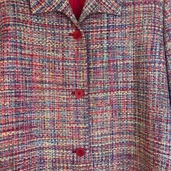 Nordstrom Colorful Tweed 100% Silk Blazer Jacket Lightweight Bold Maximal Sz XL - Picture 8 of 11